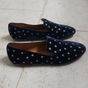 Jcrew Blue Velvet Star Loafers